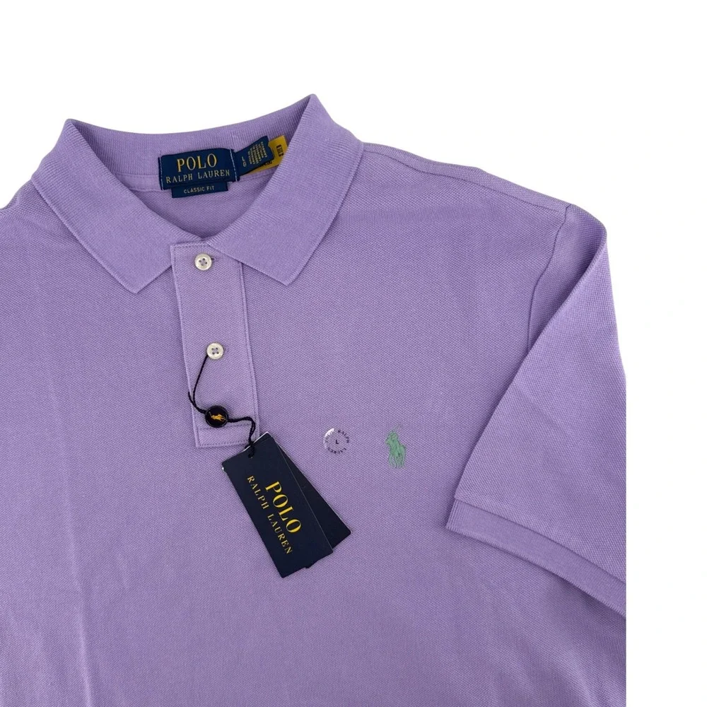 Polo Ralph Lauren Mens Classic Fit Purple Cotton Mesh Polo Shirt Large NWT